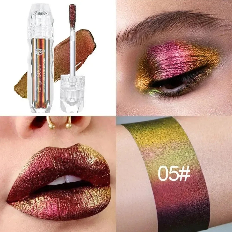 Chameleon Liquid Eyeshadow Pearl Monochrome Metal Lipgloss Shimmer Pigment Glitter Eyeshadow Lipstick Shine Diamond Eye Makeup