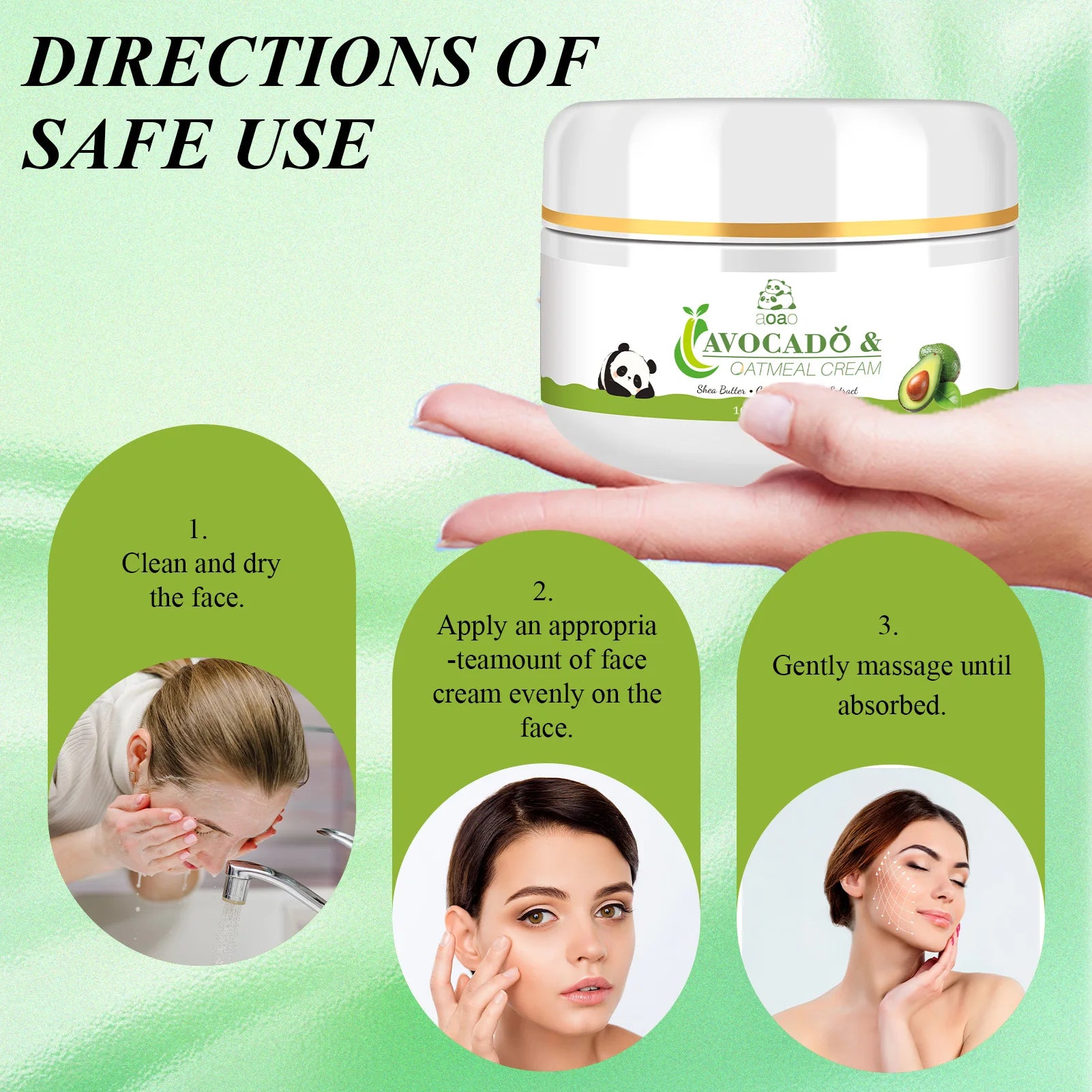 Avocado face cream moisturizing non-greasy lotion day and night cream suitable for children and adults.