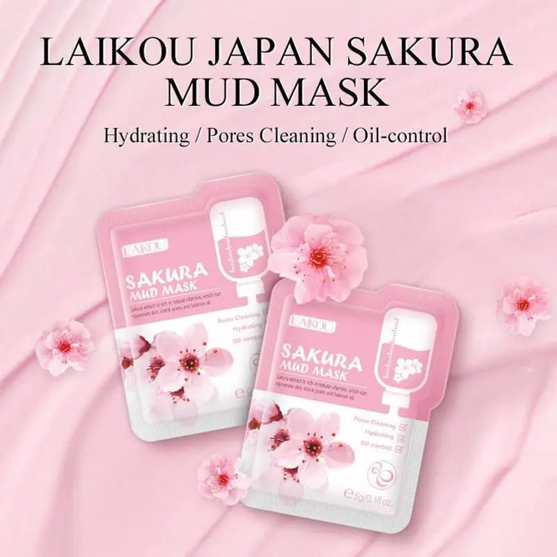 50pcs Japan Sakura Clay Mask for Face Deeply Cleansing Moisturizing Oil-Control Remove Blackhead Pink Mud Mask Facial Skincare