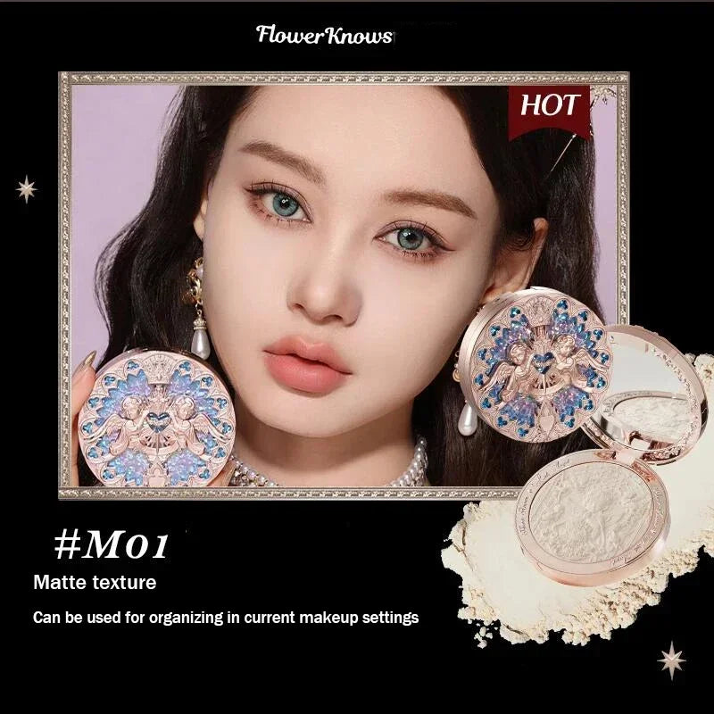 Flower Knows Little Angel Collection Relief Highlight Face Powder iluminador Makeup Contour Highlighter Palette 8g/0.3Fl.oz