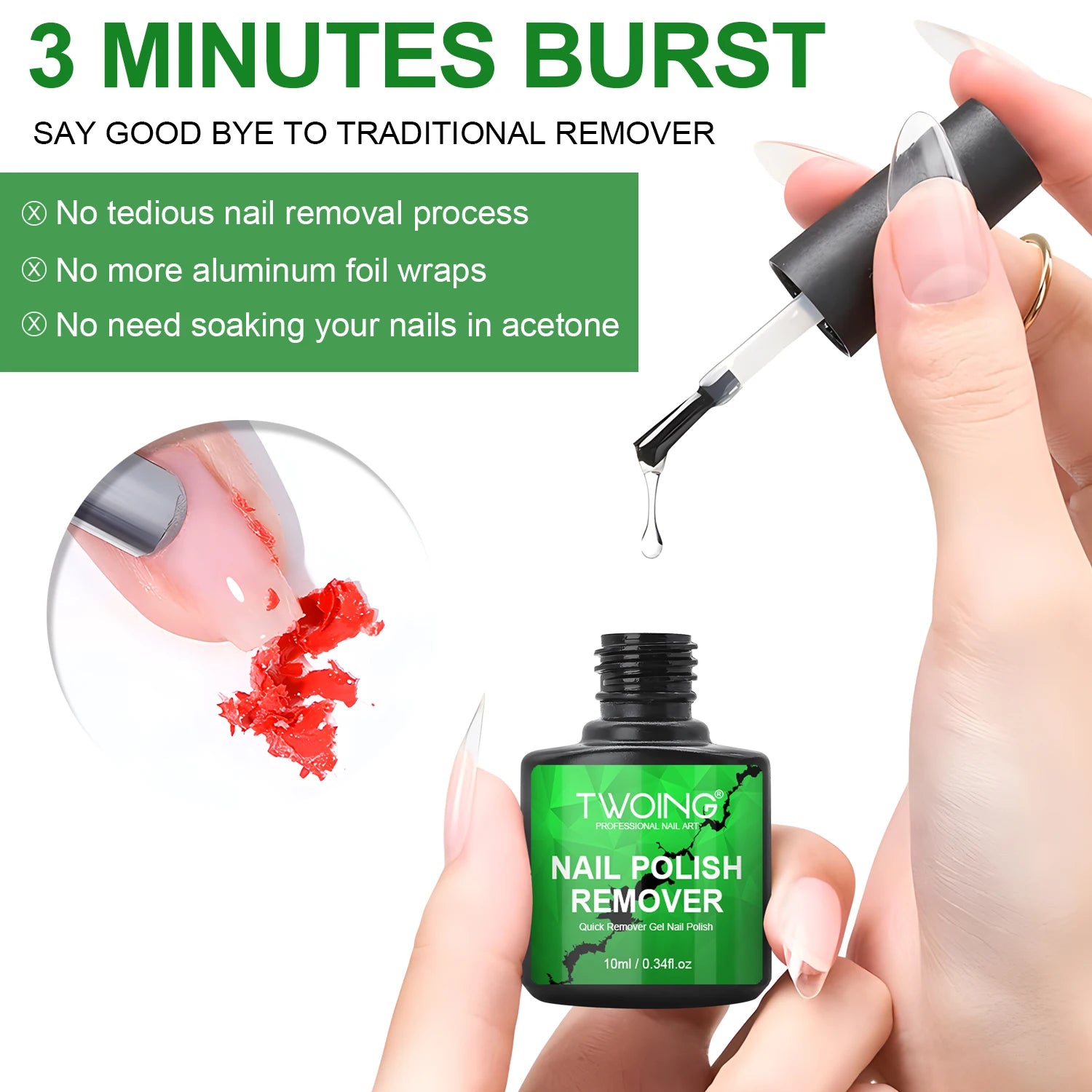3pcs Set Gel Nail Polish Remover,Quickly & Easily Removes Uv Gel Polishes Within 2-3 Minutes,No Need To Soak Or Wrap Nails