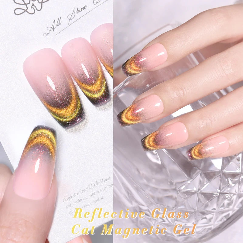 BORN PRETTY 10ml Rose Gold Cat Magnetic Gel Polish Pink Orange Soak Off UV LED Varnis Semi Permanent for Nail Art Design at Home