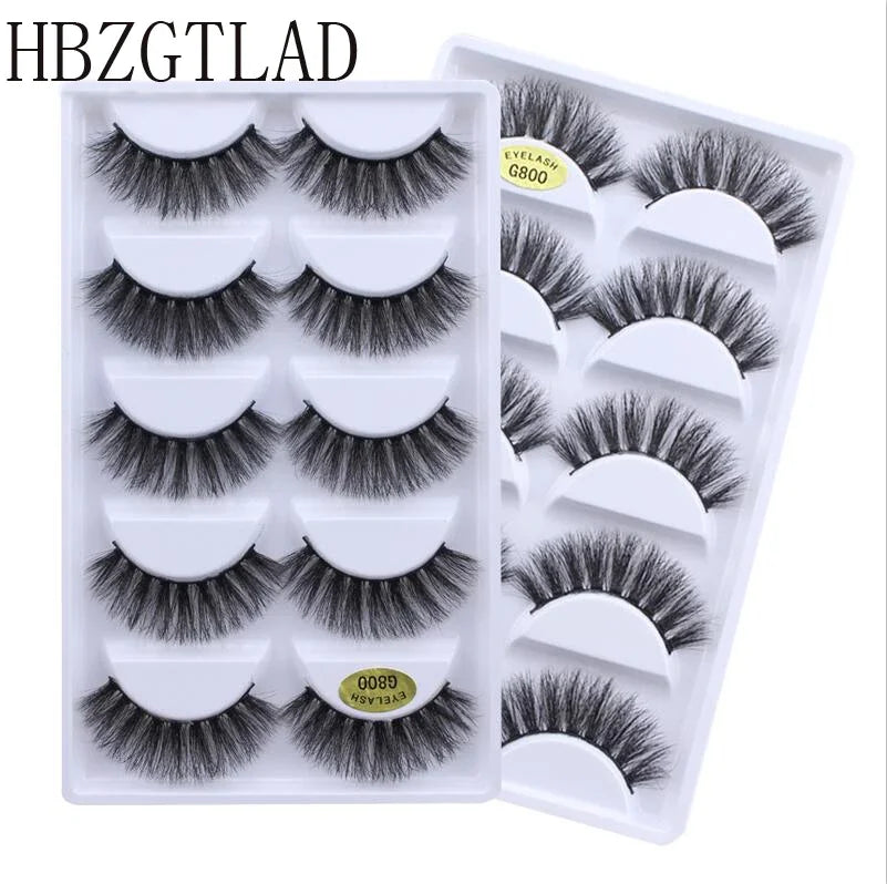 AMSNCN NEW 5Pair 100% Real 3D Mink Lashes Soft Natural False Eyelashes Makeup Long Eye Lashes Eyelash Extension CiliosH13mini