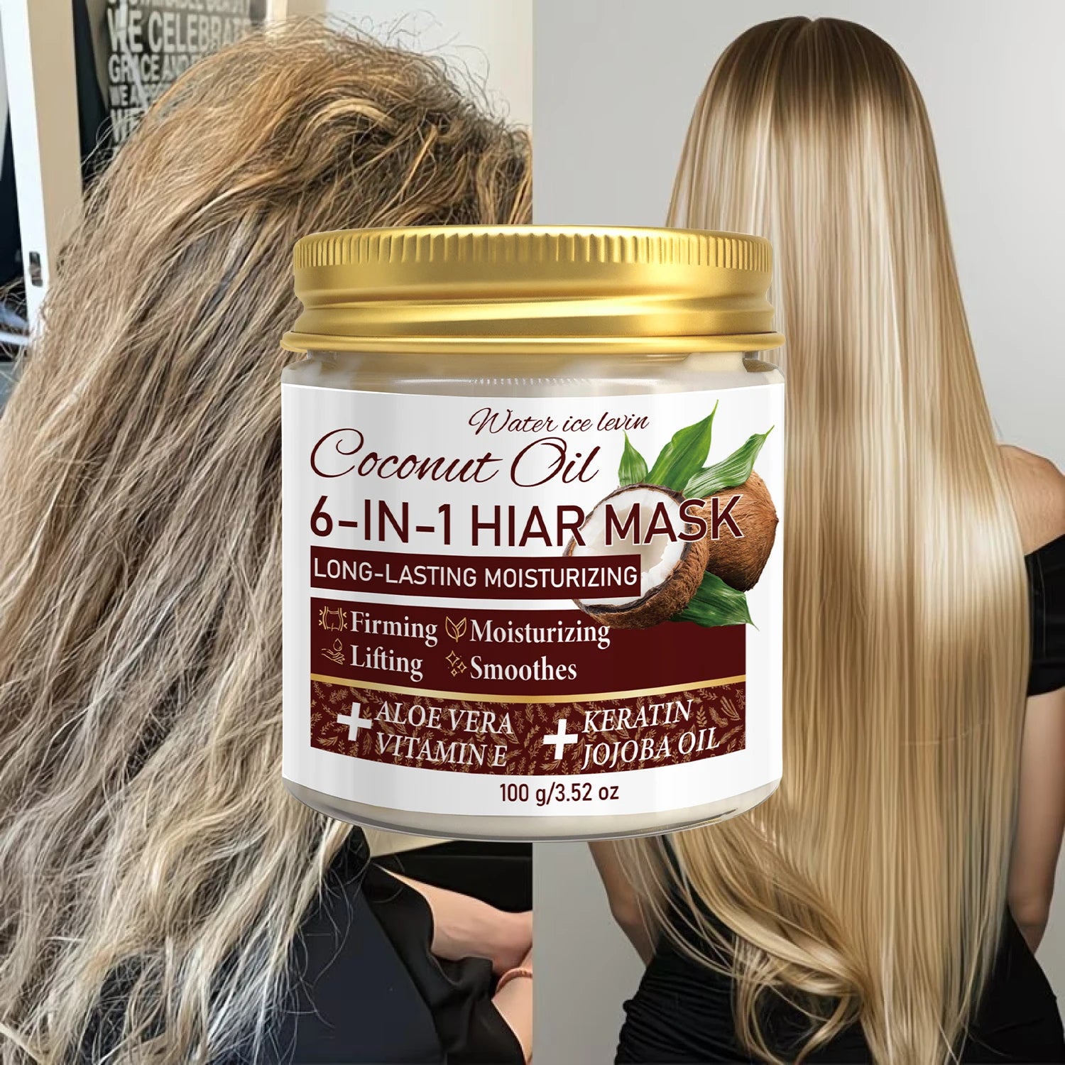 6-in-1 Coconut Hair Mask with Keratin & Jojoba Oil, Moisturizing & Smooth Hair Care