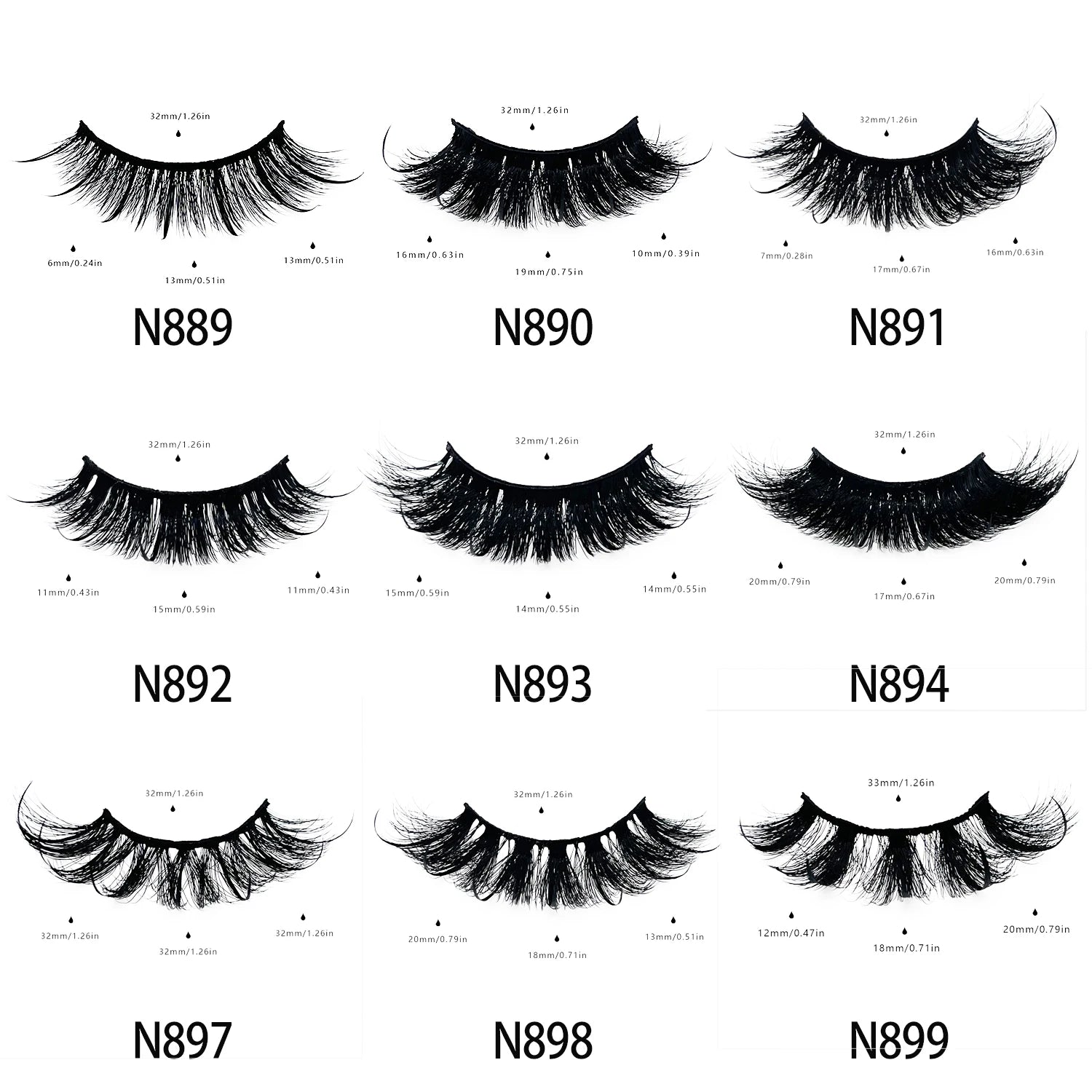 REDSIREN Faux Mink Lash Spikes Wispy Thick Natural Full Strip Lashes New Makeup Fluffy Mink Eyelashes
