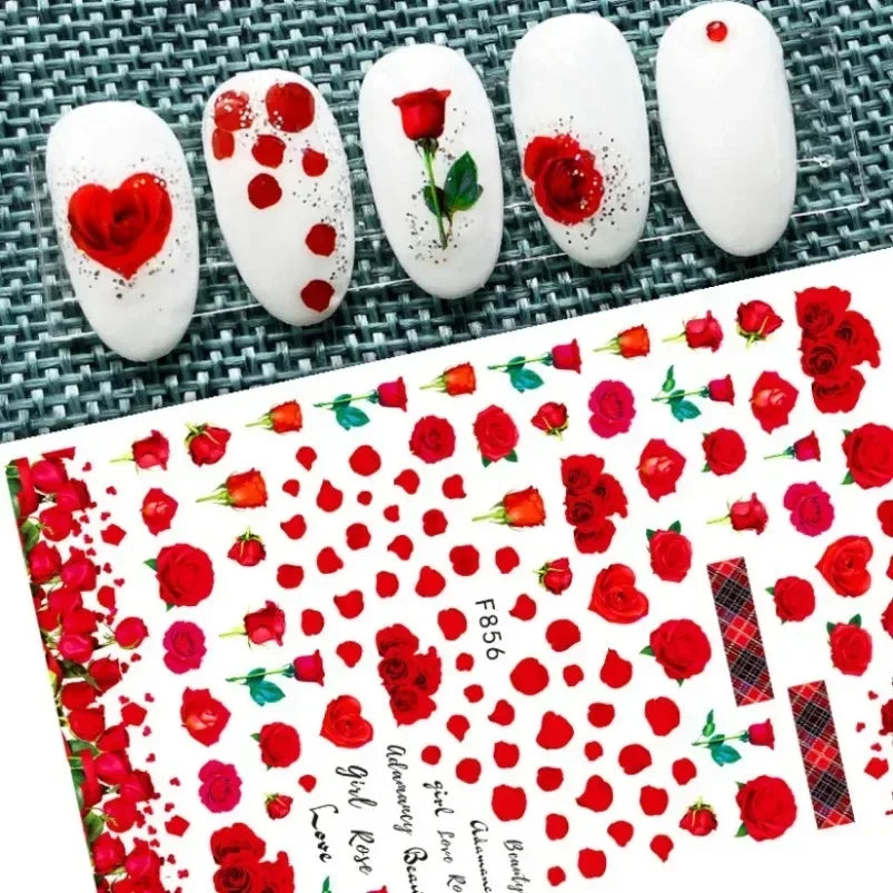 Cherry Blossom 3D Nail Stickers White Flower Petals Nail Art Decals Elegant Wedding Design Spring Sakura Manicure Slider Decor