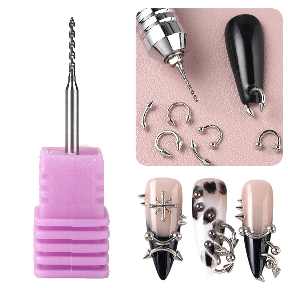 Nail Drill Pierce Bit for Jewelry Open Ring Nail Art Decorative Piercing Tungsten Steel Grinding Head Precise Hole Punching Tool