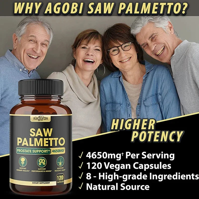 Balicer Saw Palmetto Capsules for Men's Prostate Health, Hair Growth, Urinary Tract Health, Non-GMO Gluten-Free