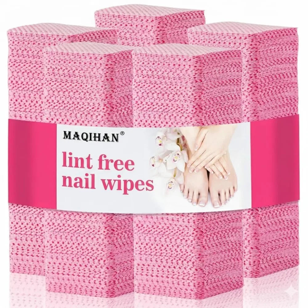 Lint Free Nail Wipes for Gel Polish Removal 600 Count Premium Pink Nail Polish Remover Pads No Lint No Residue Wipes for Acrylic Nails Gel Nails Nail Glue Clean Up and Eyelash Extension Application Toallitas Para U?as