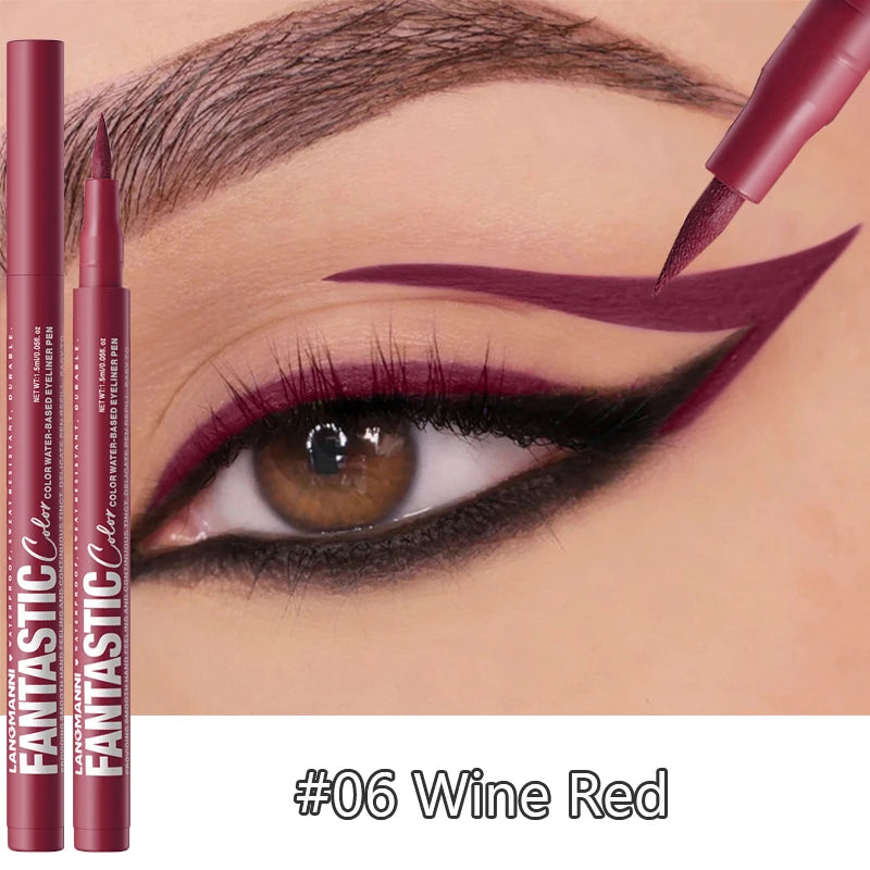 Matte Dark Purple Red Eye Liner Makeup White Liquid Eyeliner Quick-Drying Waterproof Eyeliner Pencil Long-Lasting 12 Color Eyes