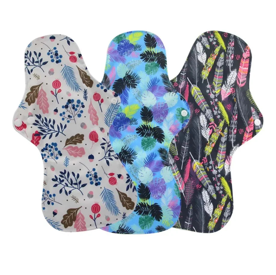 3 - 5 pcs Reusable Menstrual Pads Heavy Flow Women Menstrual Period Washable Sanitary Napkin Organic Bamboo Charcoal Cloth Pads