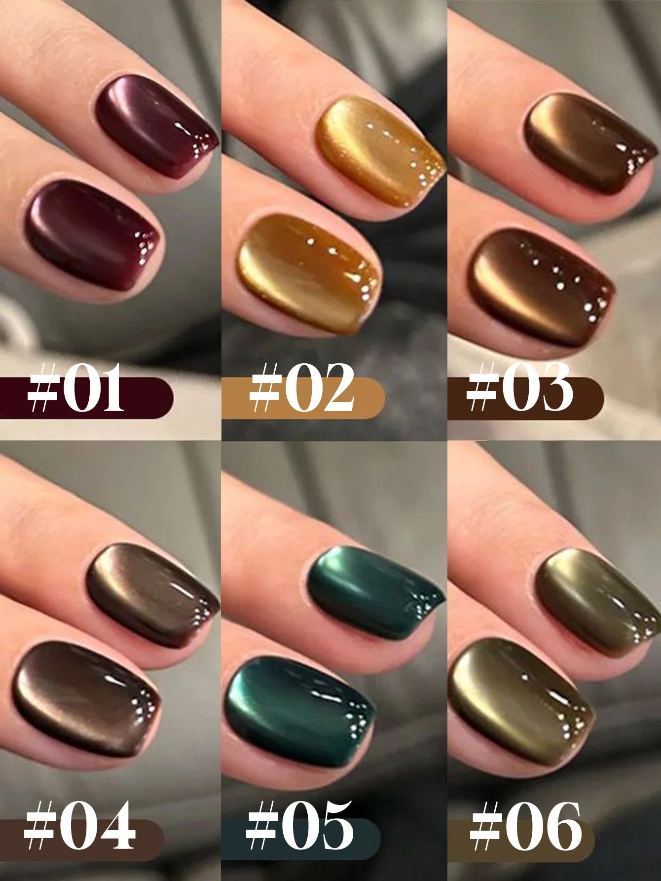 10PCS Romantic Pop Cat Eye Gel Nail Polish Popular White High Density Magnetic Powder Mirror Glass Bead Nail Gel Beauty Supplies