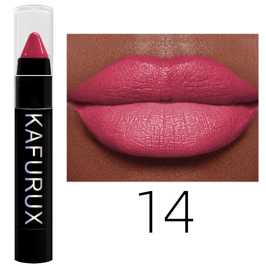 15 Colors Nude Velet Matte Lipstick Pencil Waterproof Long Lasting Red Brown Pink Lip Liner Pen Non-Stick Cup Makeup Lip Tint Pe