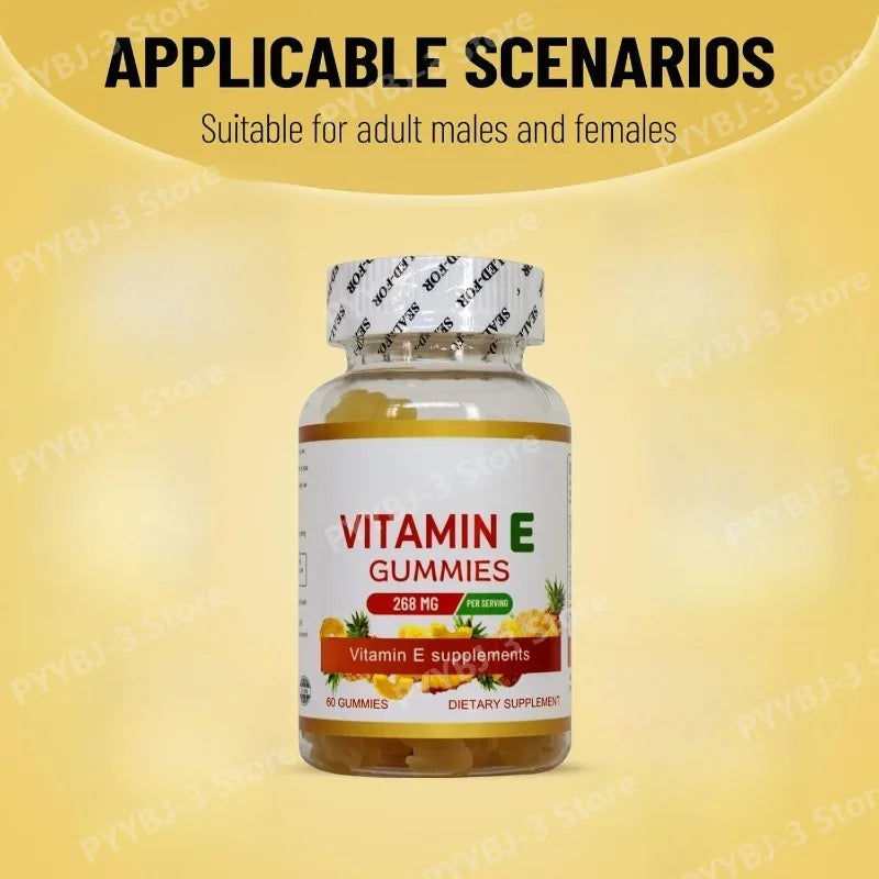 Vitamin E 268mg Vegan Gummy Supplement Daily Antioxidant Nutrition 60Gummies Immune Support Skin&Hair Health Non-GMO Gluten-Free