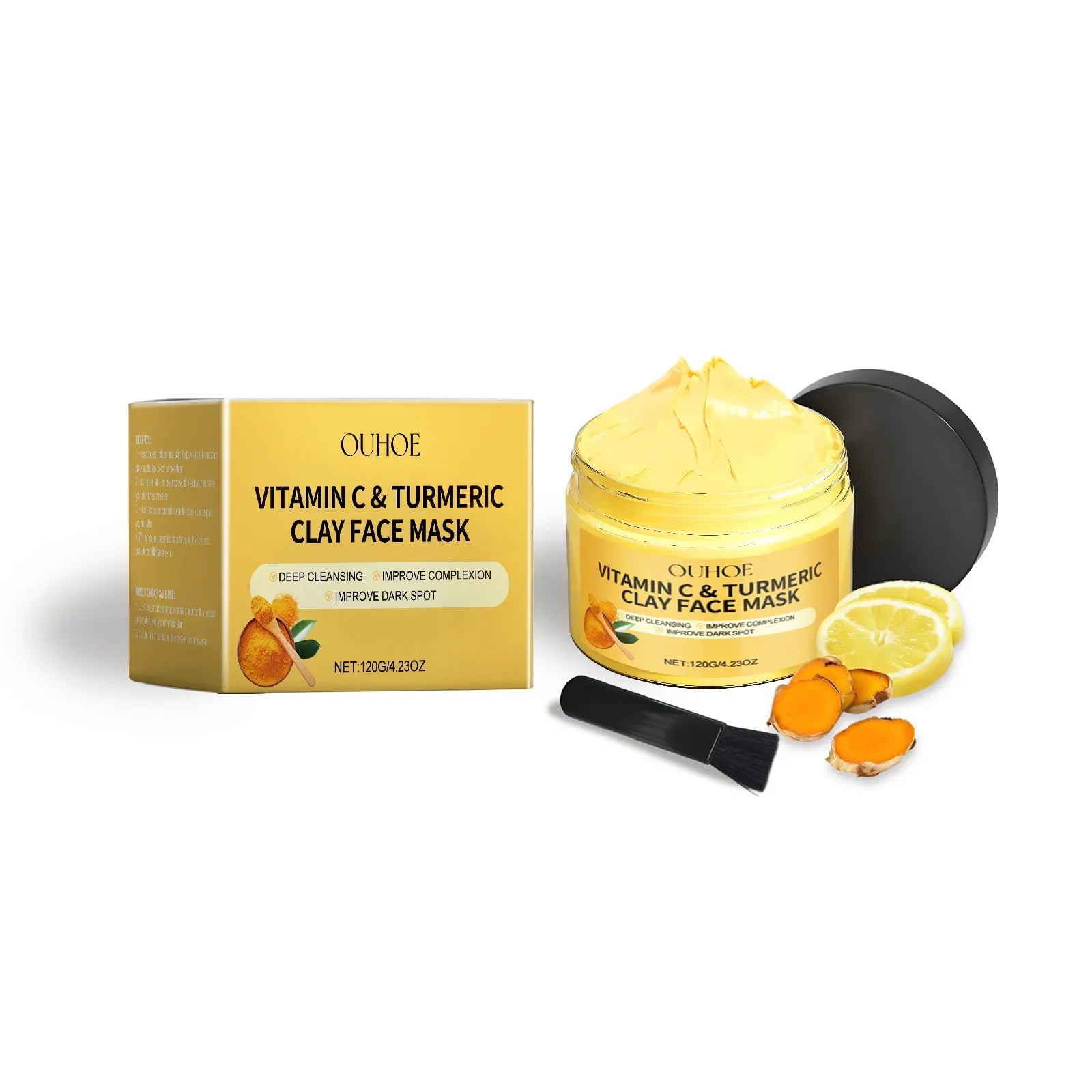 Vitamin C Turmeric Mud Mask Exfoliating Facial Mask Improve Pore Deep Cleansing Nourishing Hydrating Glowing Skin Care Clay Mask