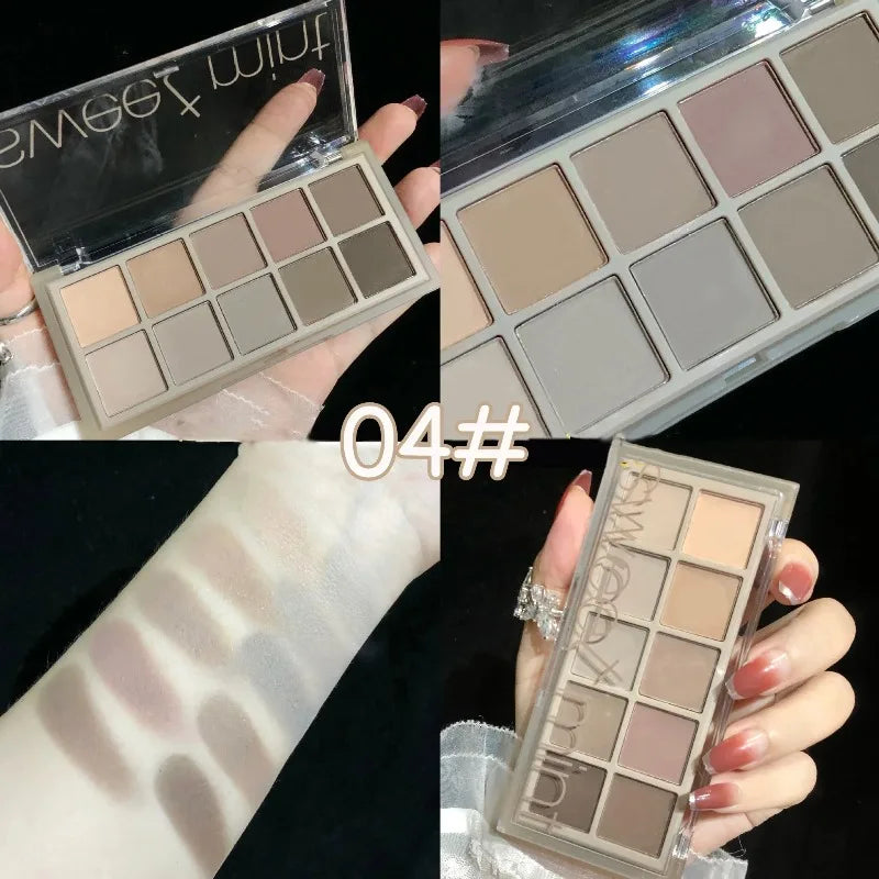 10 Color Eyeshadow Palette Matte Pearl Fine Shining Pumpkin Tea Milk Earth Color Eye Shadow Tray Makeup Pigment Korean Cosmetics
