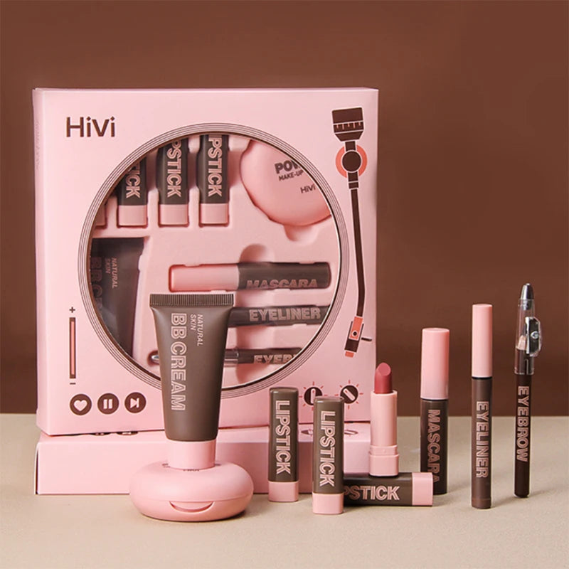 Gift Box 9-piece Lipstick Powder Mascara Eyebrow Pencil Set