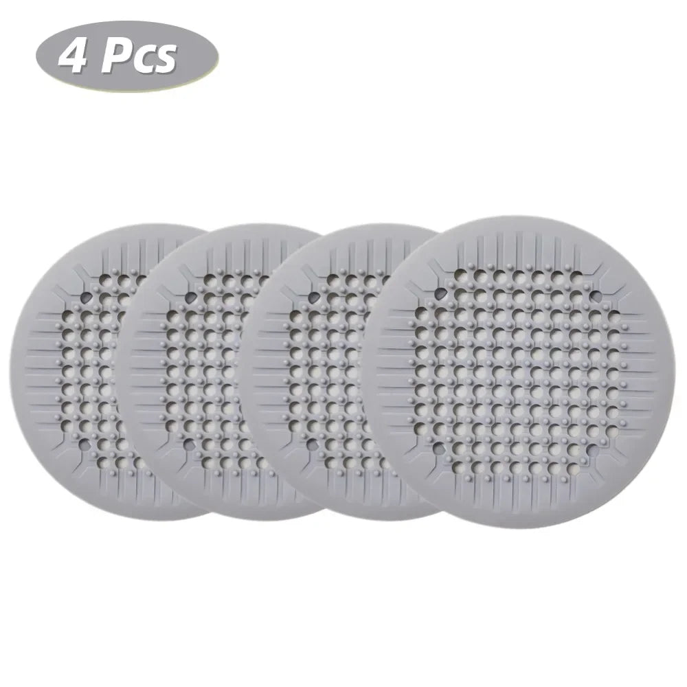 1/2/4Pcs Shower Drain Hair Catcher Drain Cover Bathroom Tub with Suction Cup 5.5 Inches Silicone Sink Strainer Suit for Bathtub