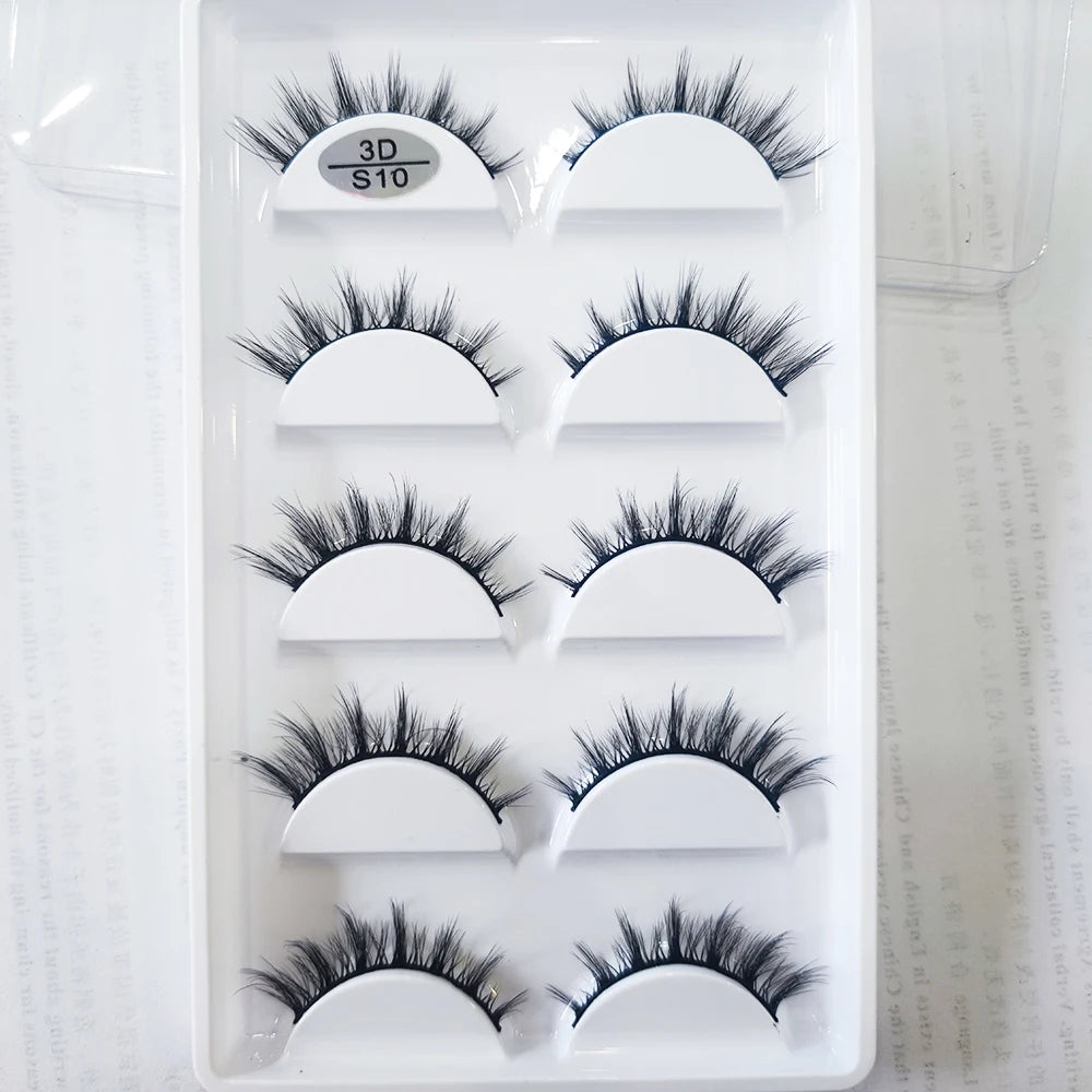 Natural 3D Mink False Eyelashes, Soft Wispy, Fluffy Eye Faux Lashes, Make Up Eyelash, Beauty Cat Cilios, 5 Pairs, 15 Styles