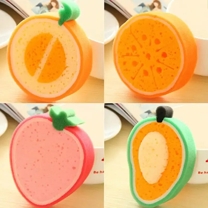 1/4pcs Cute Fruit Shaped Bath Sponge For Body Cleaning Lovely Baby Body Sponges Scrubbers Shower Sponge For Children Kids