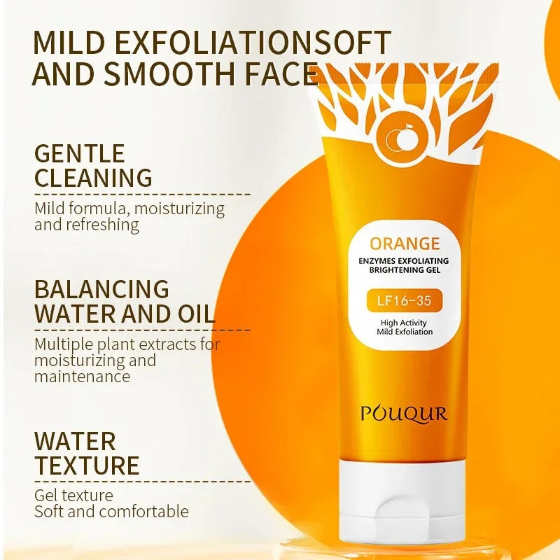 100g Orange Facial Exfoliate Gel For Deep Moisturizing Pore Cleansing Gentle Facial Scrub Body Cleansing Gel Dead Skin Remover