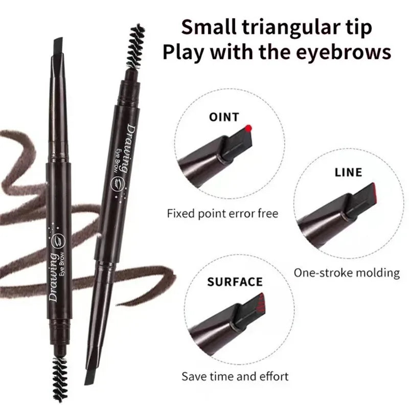 Double-headed Eyebrow Pencil Extremely Fine Waterproof Eyebrow Enhancers Long Lasting Brow Cosmetics Professional Brow Makeup