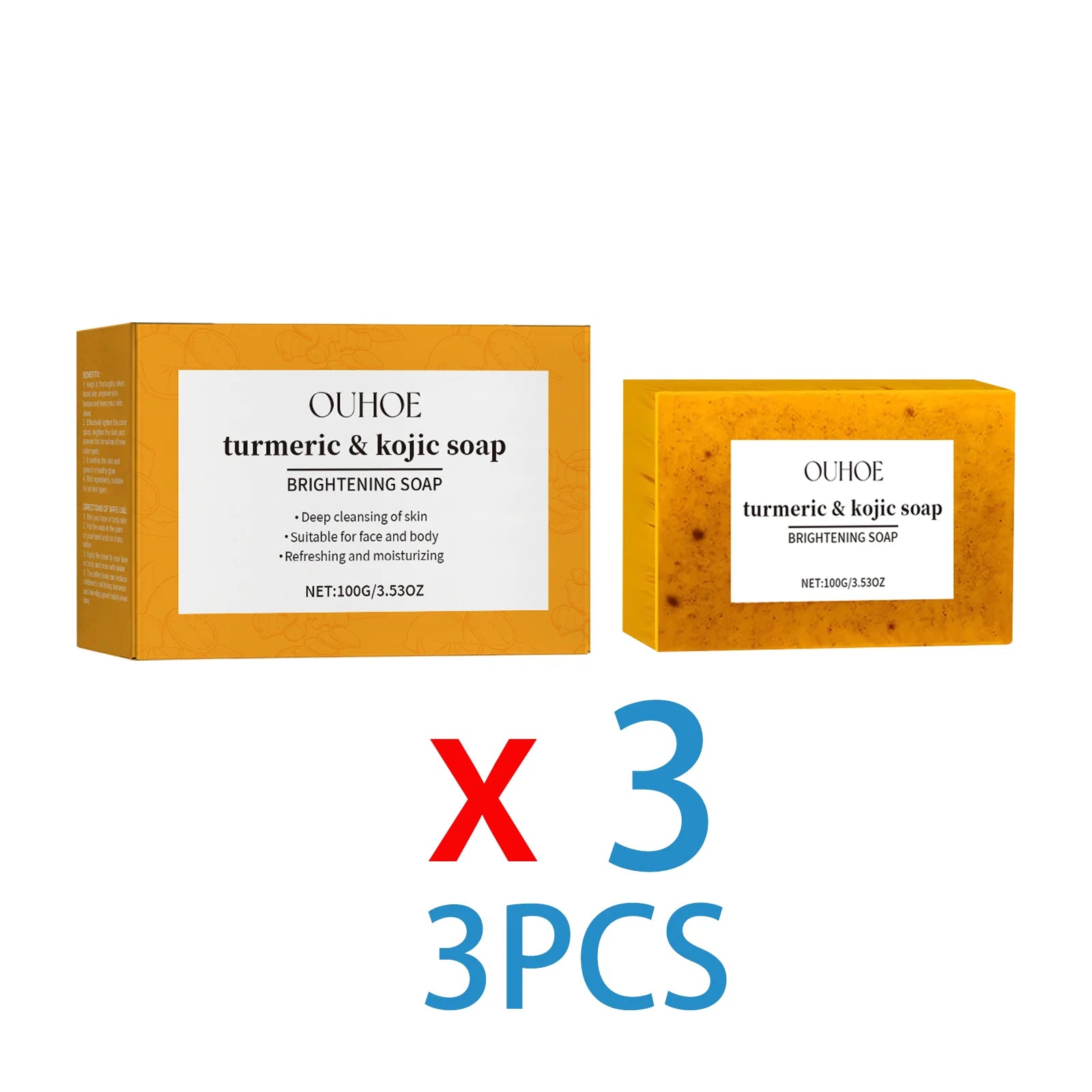 Lemon Turmeric Soap Brightening Face and Body Bar Gentle Cleanser Glowing Moisturizing Non Irritating for Sensitive Skin 100g