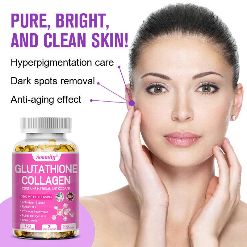 Collagen with Glutathione, Advanced Hydrolyzed Formula for Optimal Absorption, Skin, Hair, Nails & Joints, Natural Antioxidant Supplements