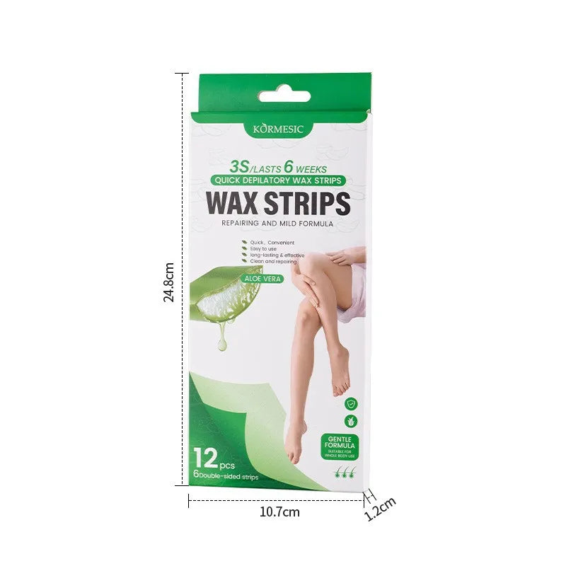12 Pcs Depilatory Wax Strips Waxing Kit for Women Men Face Leg Arm Body Gentle Non-Irritating Quick Easy Hair Beauty Tools