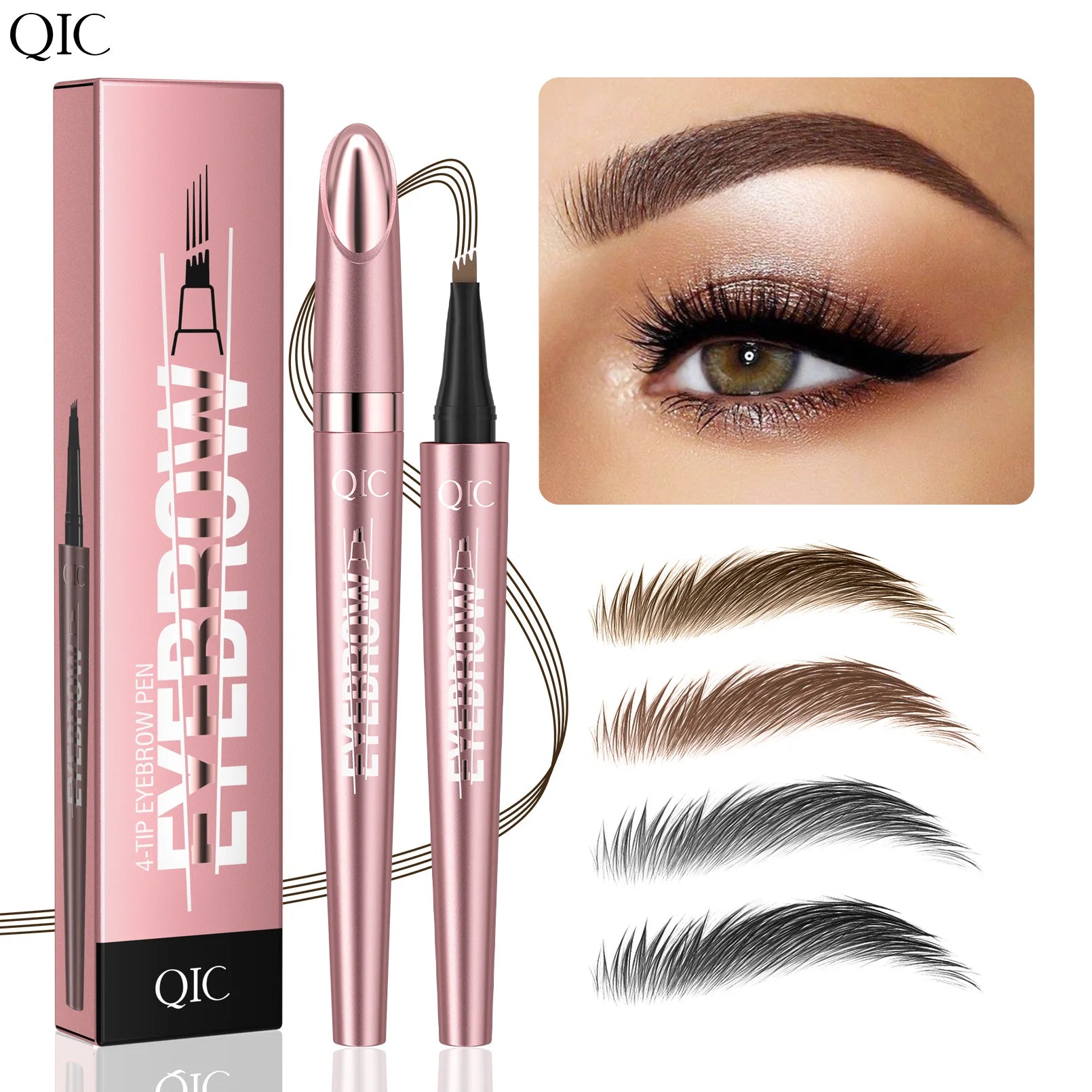 Four Claw Liquid Eyebrow Pen Waterproof Sweatproof Long Lasting 3D Wild Brow Microblading Makeup for Beginners