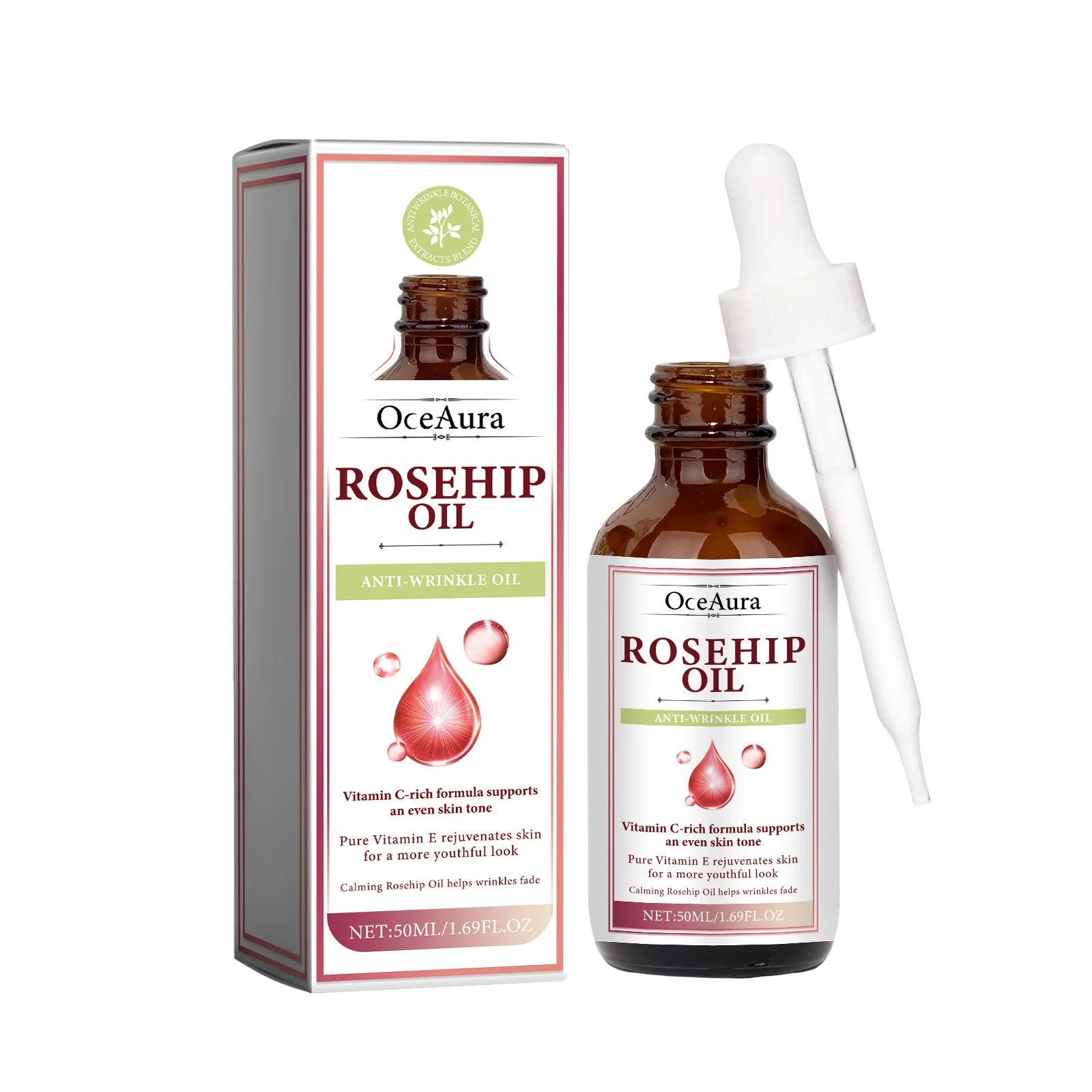 Rosehip Oil Face Essence Serum Fade Fine Lines Shrink Pores Lifting Firming Repair Damaged for Dry Skin Facial Nourishing Oils