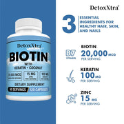 High Potency Biotin 20000 Mcg with Oil Vitamin, Keratin - Biotin Supplements for Hair Growth, Care Hair, Skin and Nails
