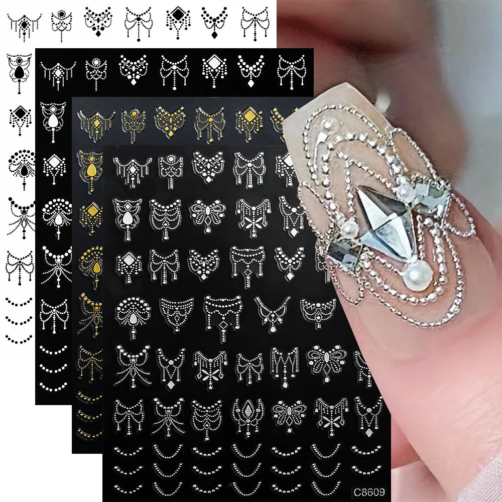 4pcs/set 3D Cute Cartoon Black Cat Nail Stickers Funny Cat Paw/Bowtie Self-Adhesive Nail Art Decals Manicure Accessories DIY 8*1