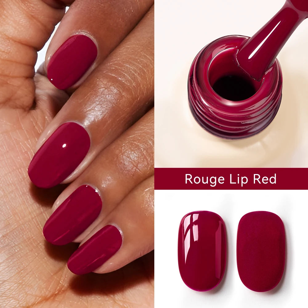 MAYCHAO Cherry Red Gel Nail Polish 12ml Glossy Semi Permanent Soak Off UV LED Frosted Gel Nails Base Painting Varnish