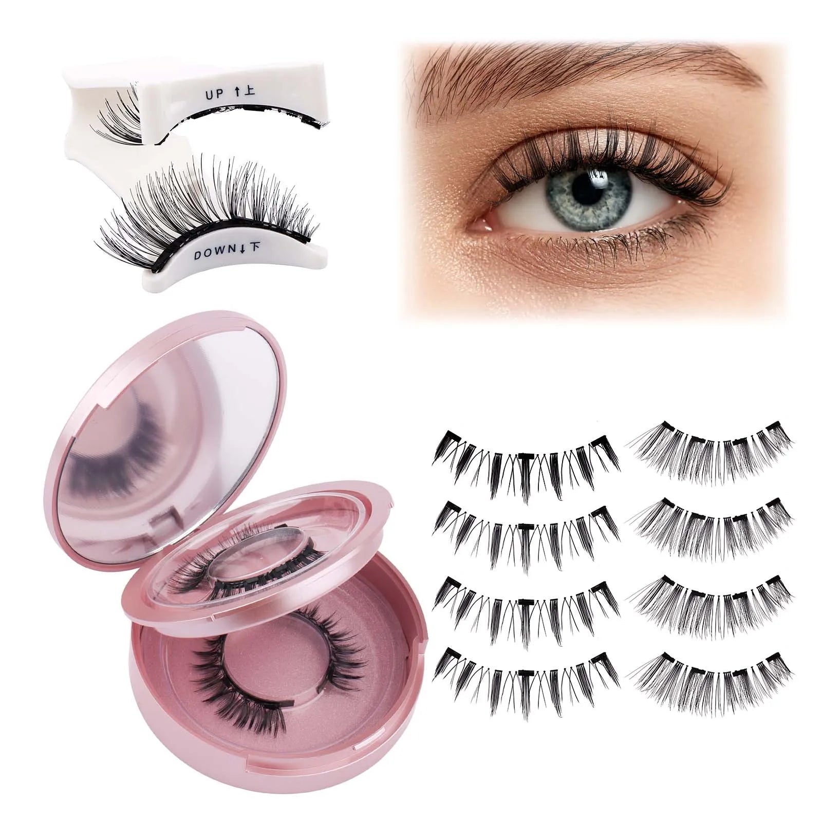 GEMERRY Magnetic Eyelashes with Applicator Natural Look Reusable Soft Strip False Lashes No Glue Makeup Kit Easy to Wear  Remove