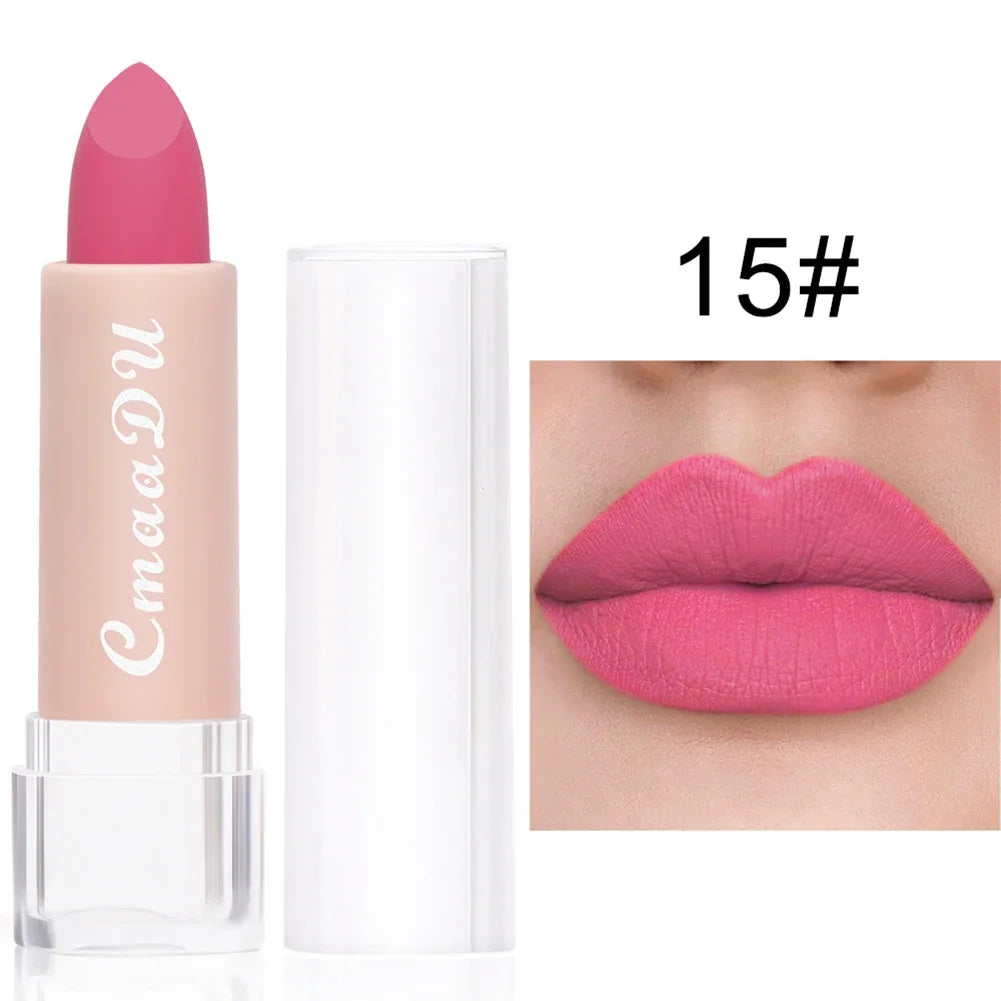 Matte Lipstick Bean Paste Pink Color Lips Makeup Waterproof Long Lasting Cosmetic Moisturizer Lip Stick 15 Color Daily Make Up