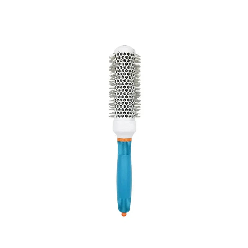 Professional Salon Hair Brush & Comb Set - Round Curly Hair Styling Tool with Rollers, Blue