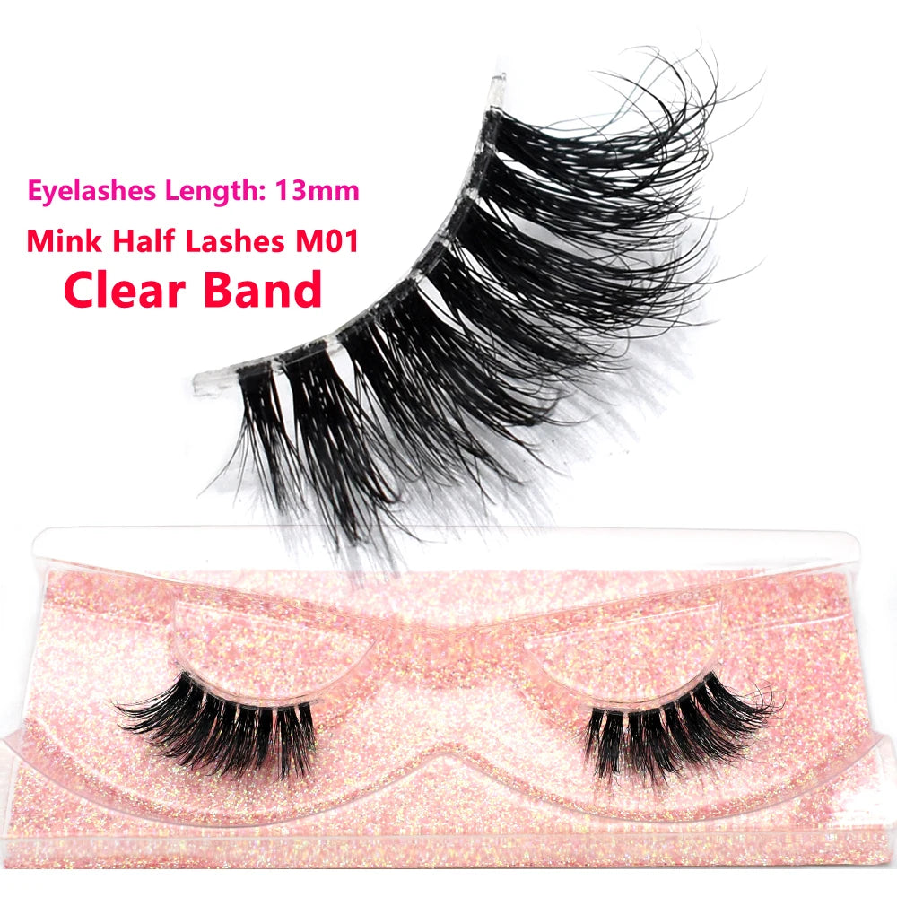 Half Lashes Short Mink Eyelashes Fluffy Soft False Eyelashes Wispy Cross Strip Eye Lashes Natural Mink Eyelash Extension Makeup