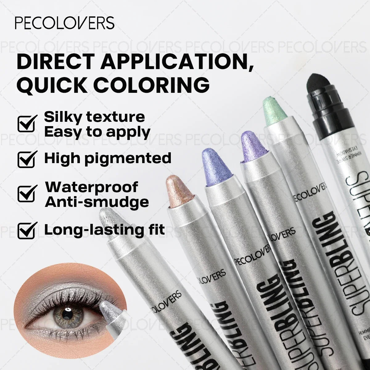 Long-lasting Pearlescent Eye Shadow Stick Shimmer Pigment Blue Purple Colorful Eyeshadow Pencil Colorful Eye Makeup