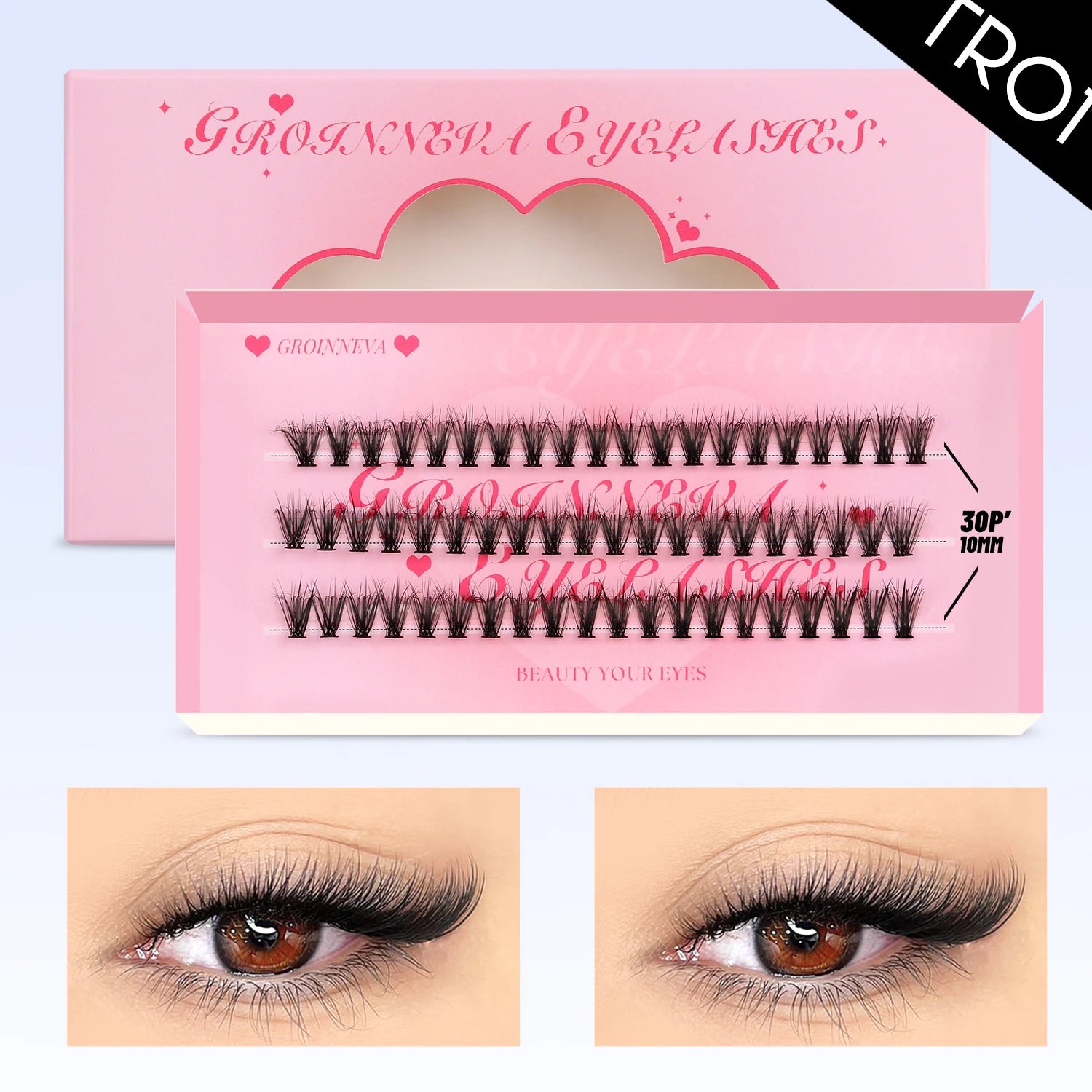 LASVIREY DIY Lash Clusters with Manga Spiky Lashes Fluffy Fake Eyelashes Mixed Tray Fluffy Individual Lashes Extension Makeup