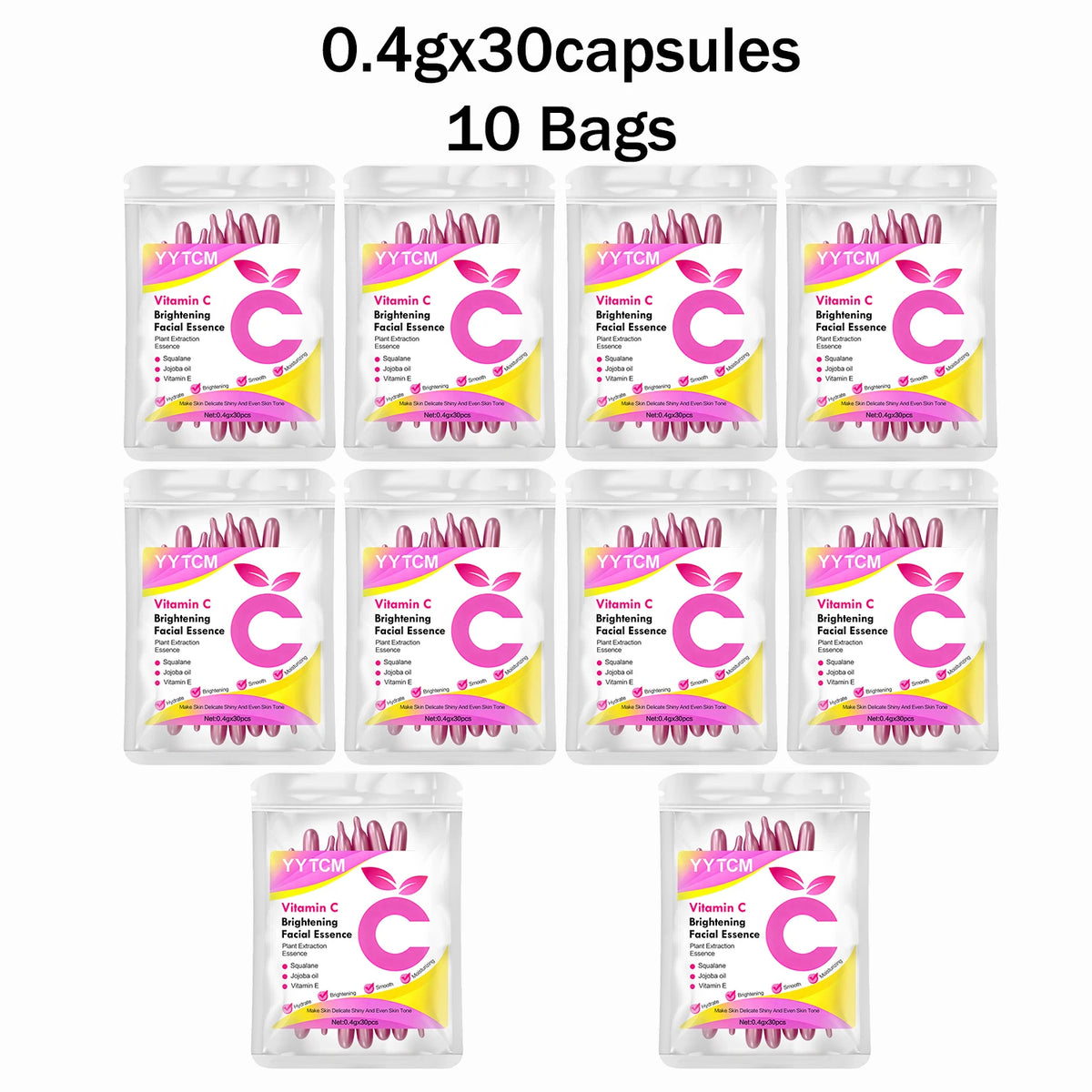 Vitamin C Moisturizing Capsule Serum – 30 Capsules with Squalane, Vitamin E, Magnolia & Jojoba Oils for Deep Hydration, Smooth & Radiant-Looking Skin