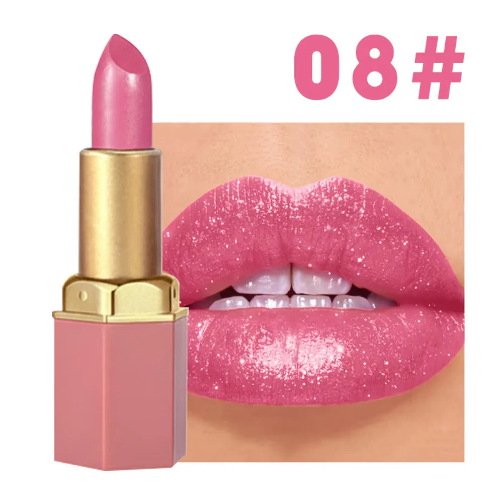 CHOOSE RASME 6-Color Chocolate Bar Lipstick Makeup Pearls Not Easy to Peel off Matte Waterproof Lipgloss