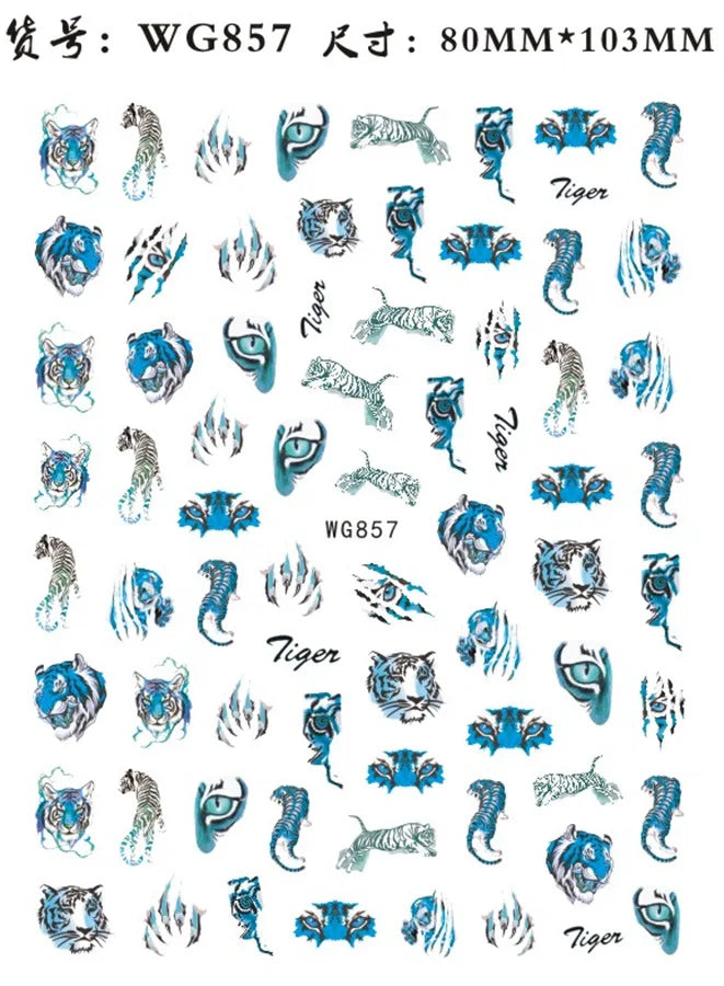 Press on Nails Tiger Symbol Nails Decals Design Fierce Wild Animal Leopard Decoration Manicure Stickers Nails Accessories Tools