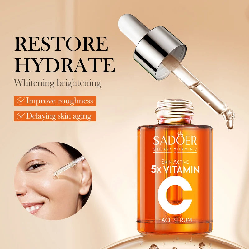 SADOER Vitamin C Whitening Face Serum for Facial Moisturizing Anti Wrinkles Anti-aging Facial Essence Skin Care Products