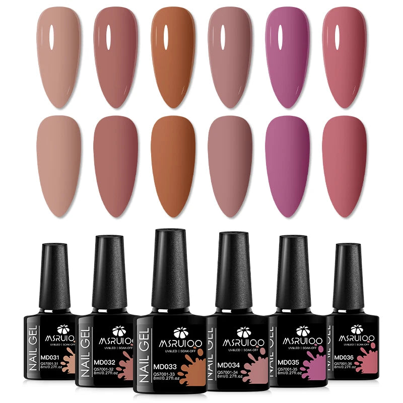 6pc All-Season Colors Gel Nail Polish Set UV LED Soak Off Nail Art Supplies Semi Permanent DIY Manicure Salon Nails Design