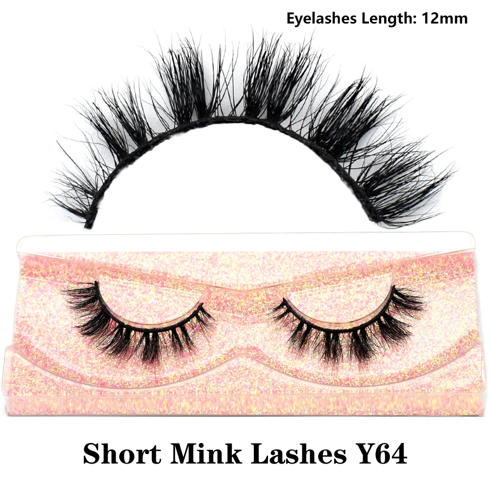 FOXESJI Real Mink Fluffy Short Eye Lashes Extension Wispy Soft Natural Short False Eyelashes Daily Wear Full Strip Lashes Makeup