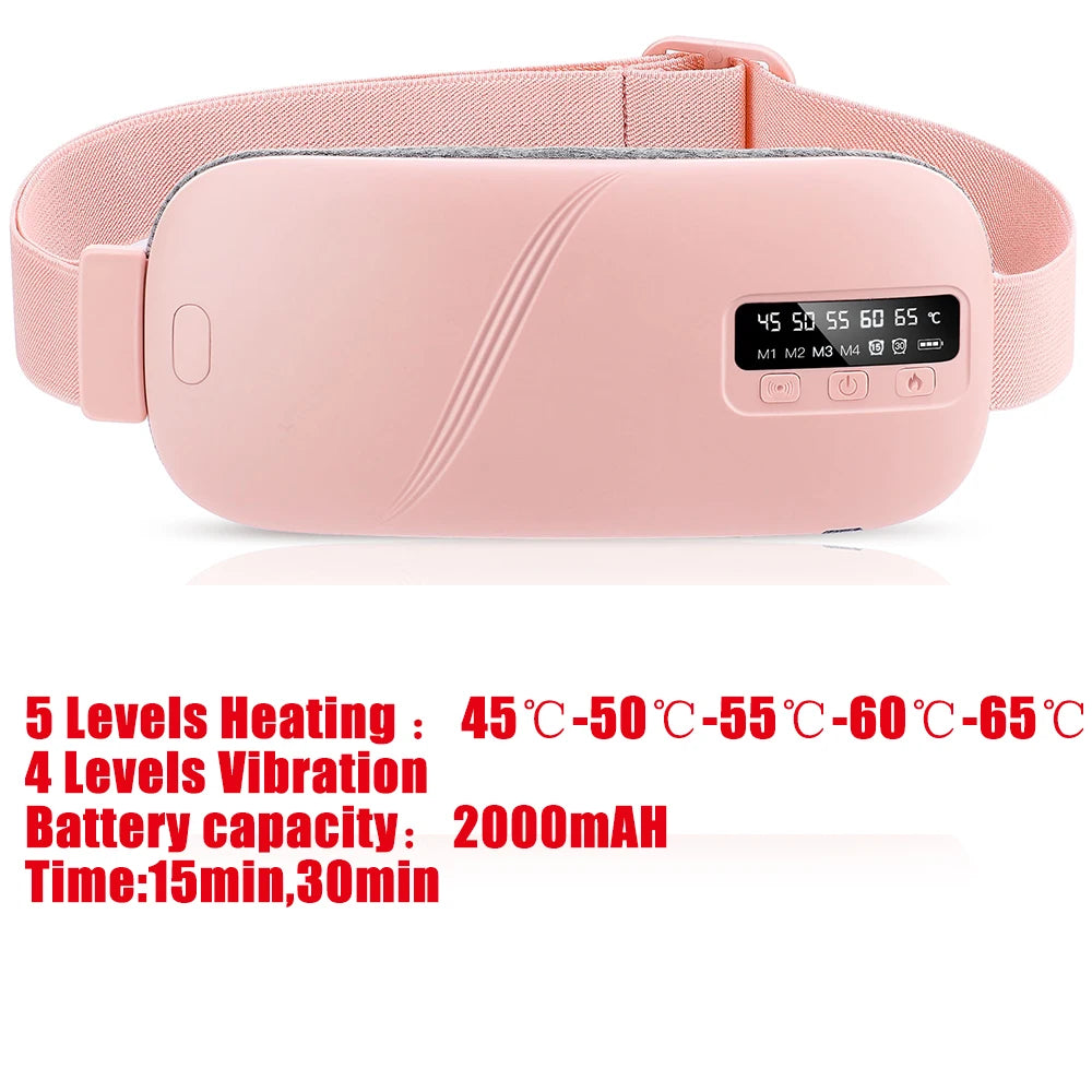 Women Menstrual Heating Pad Abdominal Warmer Belt Electric Waist Massager Vibration for Period Cramps Comfort Portable Gift