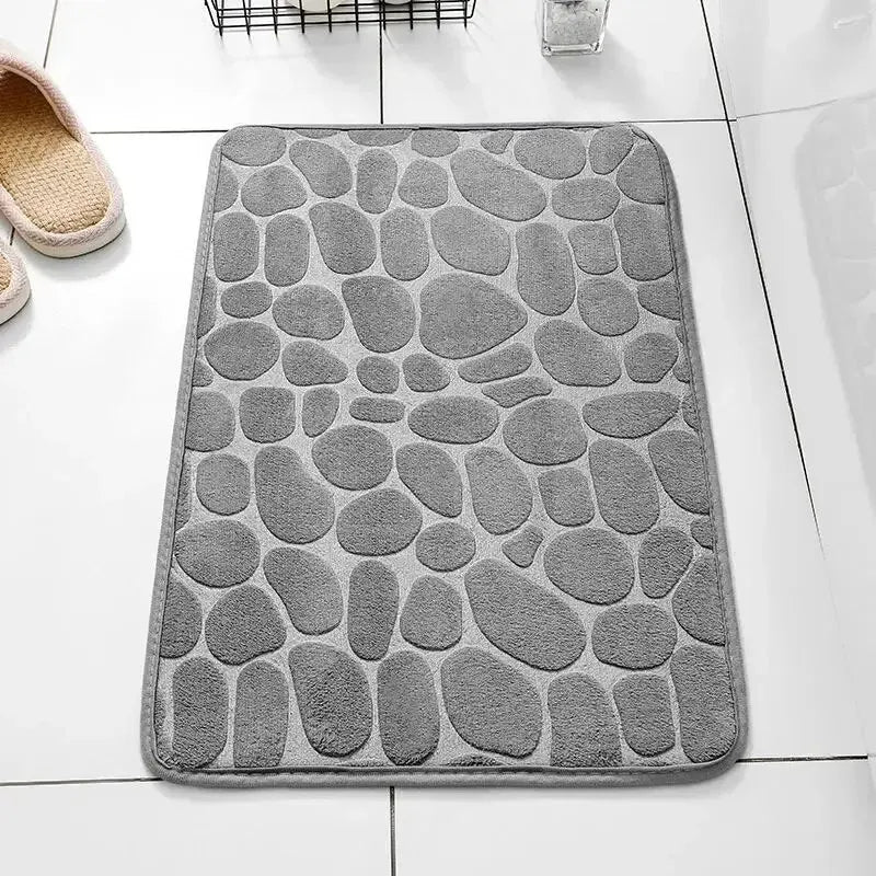 1pc Embossed Fiber Carpet, Bathroom Living Room Anti Slip Mat, Pebble Floor Mat, Household Items