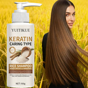 YUITIKUE Keratin Rice Shampoo 150g - Repairs Split & Damaged Hair, Moisturizes & Smooths, Delicate Foam for Fluffy Refreshment
