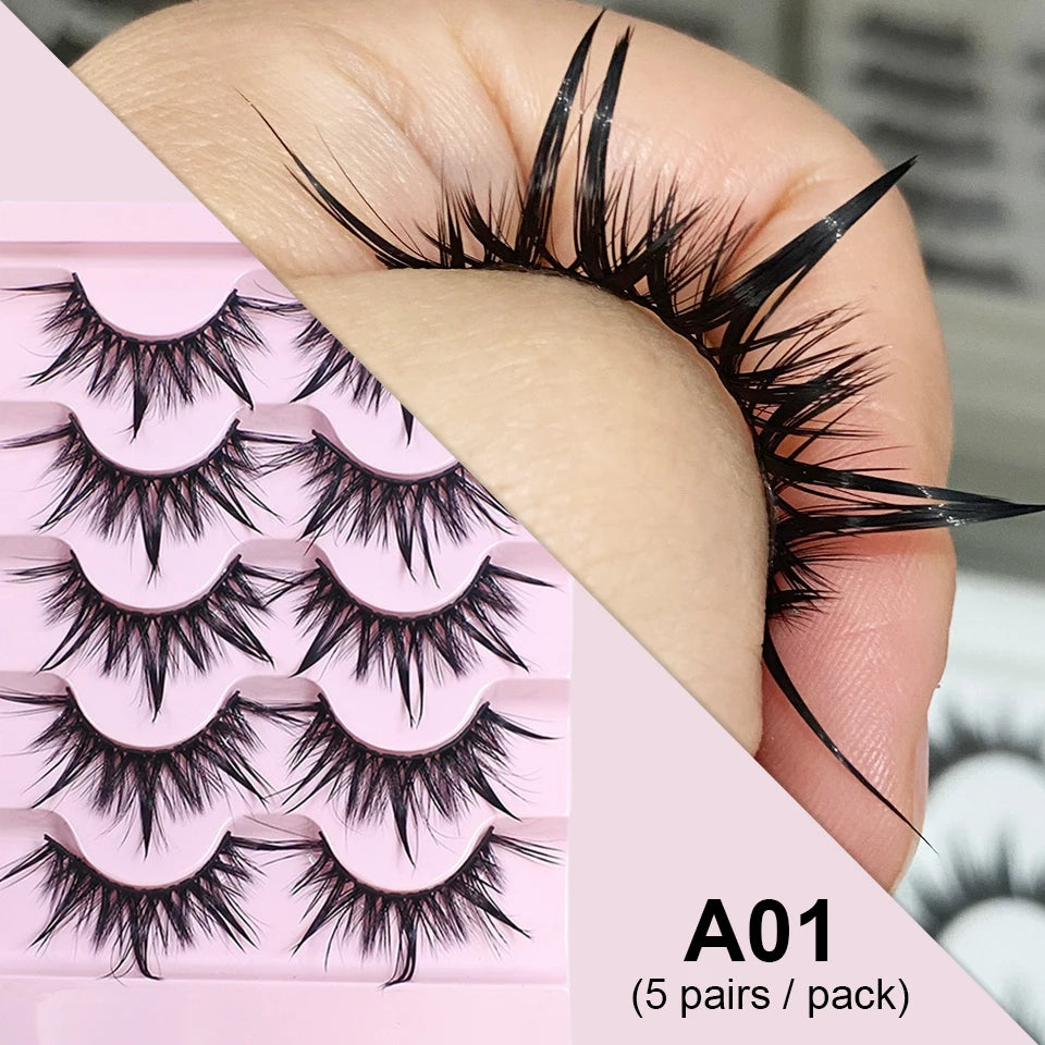 RED SIREN Eyelashes Makeup 5 Pairs Soft Natural Mink Lashes Korean Fashion Manga Lashes